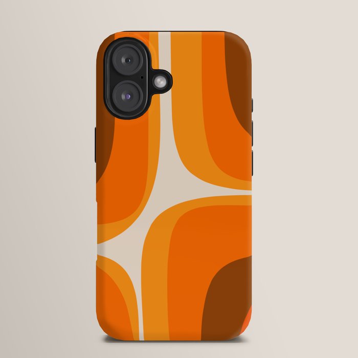 70s Retro Groove Minimalist Mid Century Modern Abstract in 1970s Brown and Orange iPhone Case