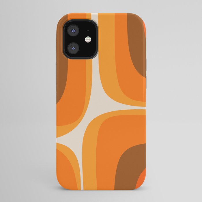 70s Retro Groove Minimalist Mid Century Modern Abstract in 1970s Brown and Orange iPhone Case