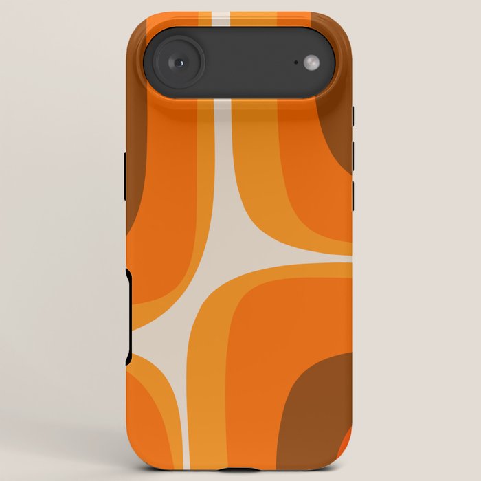 70s Retro Groove Minimalist Mid Century Modern Abstract in 1970s Brown and Orange iPhone Case