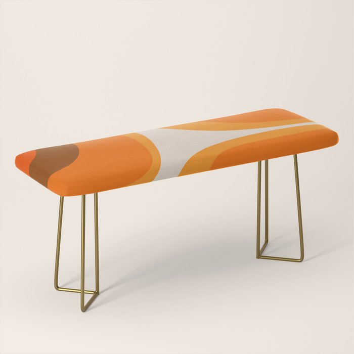 70s Retro Groove Minimalist Mid Century Modern Abstract in 1970s Brown and Orange Bench