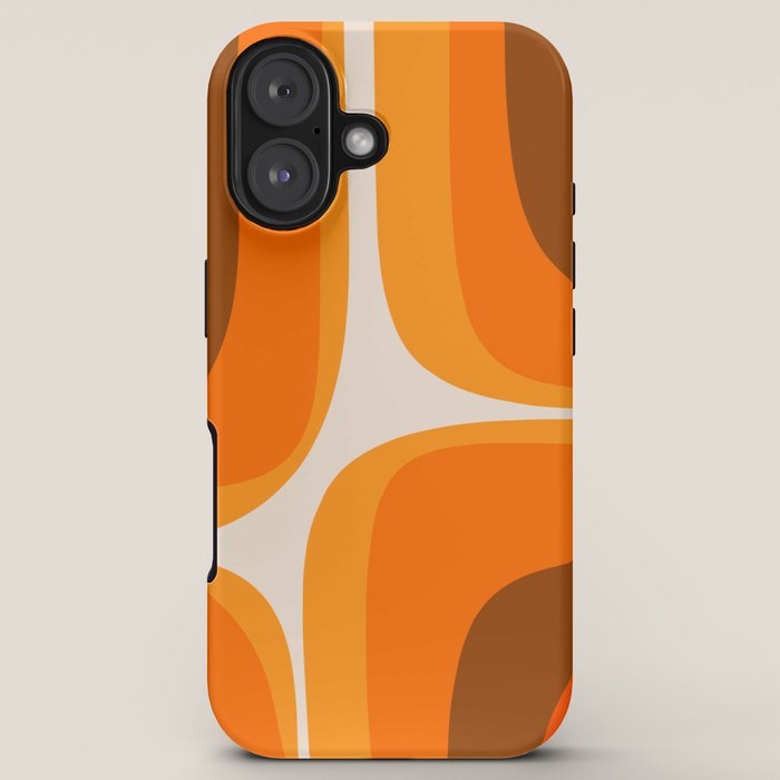 70s Retro Groove Minimalist Mid Century Modern Abstract in 1970s Brown and Orange iPhone Case