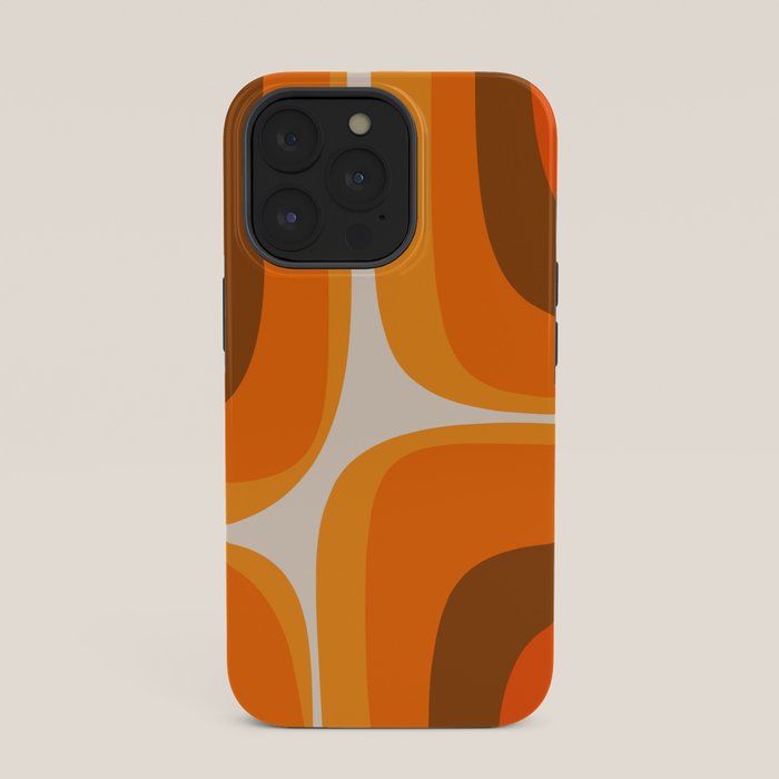 70s Retro Groove Minimalist Mid Century Modern Abstract in 1970s Brown and Orange iPhone Case
