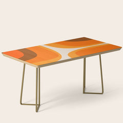 70s Retro Groove Minimalist Mid Century Modern Abstract in 1970s Brown and Orange Coffee Table