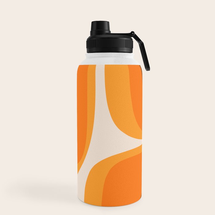 70s Retro Groove Minimalist Mid Century Modern Abstract in 1970s Brown and Orange Water Bottle