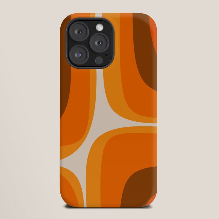 70s Retro Groove Minimalist Mid Century Modern Abstract in 1970s Brown and Orange iPhone Case
