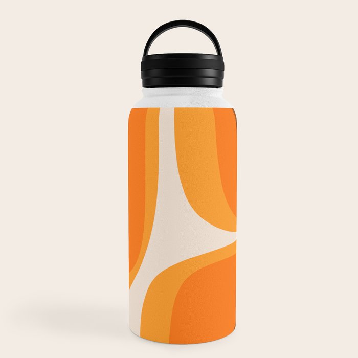 70s Retro Groove Minimalist Mid Century Modern Abstract in 1970s Brown and Orange Water Bottle