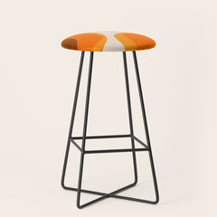 70s Retro Groove Minimalist Mid Century Modern Abstract in 1970s Brown and Orange Stool