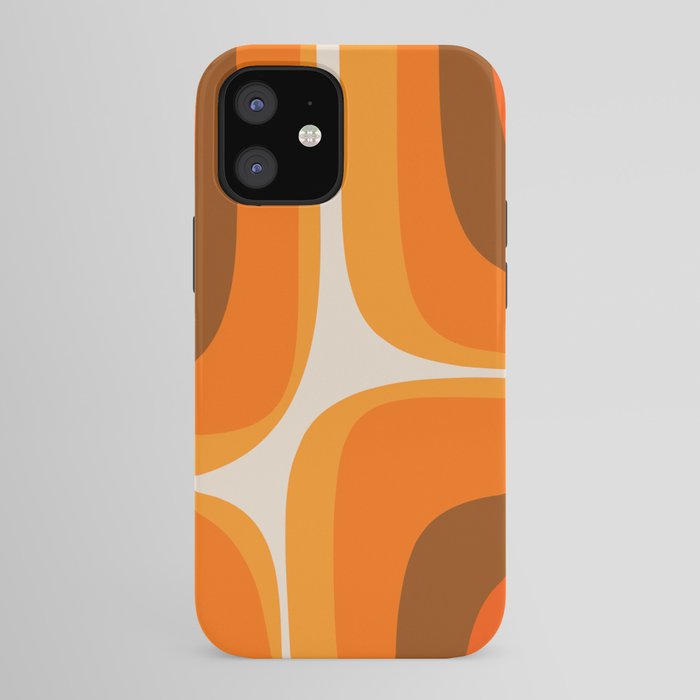 70s Retro Groove Minimalist Mid Century Modern Abstract in 1970s Brown and Orange iPhone Case