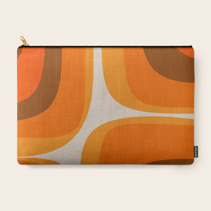 70s Retro Groove Minimalist Mid Century Modern Abstract in 1970s Brown and Orange Carry All Pouch