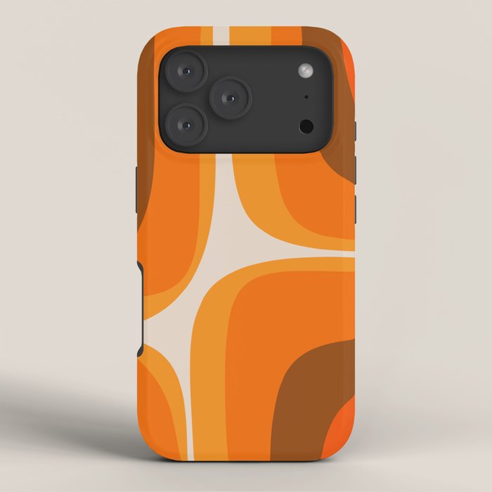 70s Retro Groove Minimalist Mid Century Modern Abstract in 1970s Brown and Orange iPhone Case