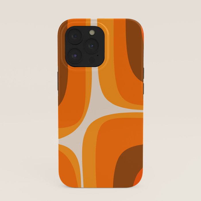 70s Retro Groove Minimalist Mid Century Modern Abstract in 1970s Brown and Orange iPhone Case