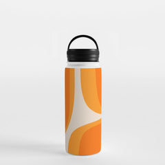 70s Retro Groove Minimalist Mid Century Modern Abstract in 1970s Brown and Orange Water Bottle