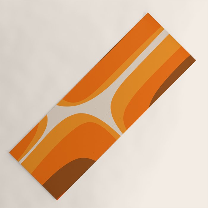 70s Retro Groove Minimalist Mid Century Modern Abstract in 1970s Brown and Orange Yoga Mat