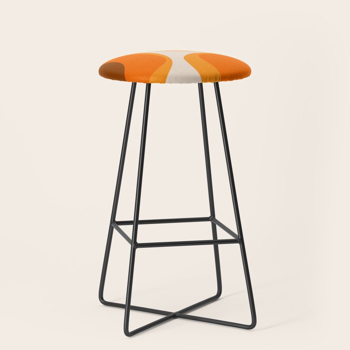 70s Retro Groove Minimalist Mid Century Modern Abstract in 1970s Brown and Orange Stool