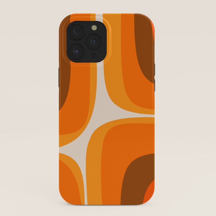 70s Retro Groove Minimalist Mid Century Modern Abstract in 1970s Brown and Orange iPhone Case