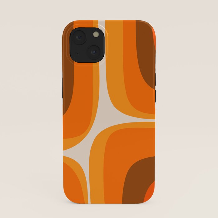 70s Retro Groove Minimalist Mid Century Modern Abstract in 1970s Brown and Orange iPhone Case