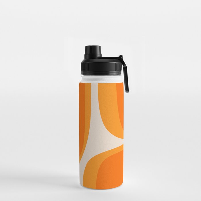 70s Retro Groove Minimalist Mid Century Modern Abstract in 1970s Brown and Orange Water Bottle