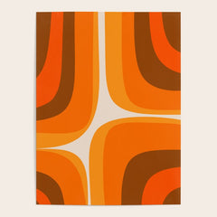 70s Retro Groove Minimalist Mid Century Modern Abstract in 1970s Brown and Orange Poster