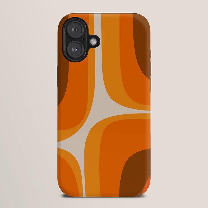 70s Retro Groove Minimalist Mid Century Modern Abstract in 1970s Brown and Orange iPhone Case