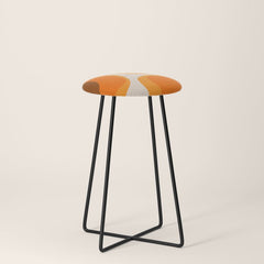 70s Retro Groove Minimalist Mid Century Modern Abstract in 1970s Brown and Orange Stool