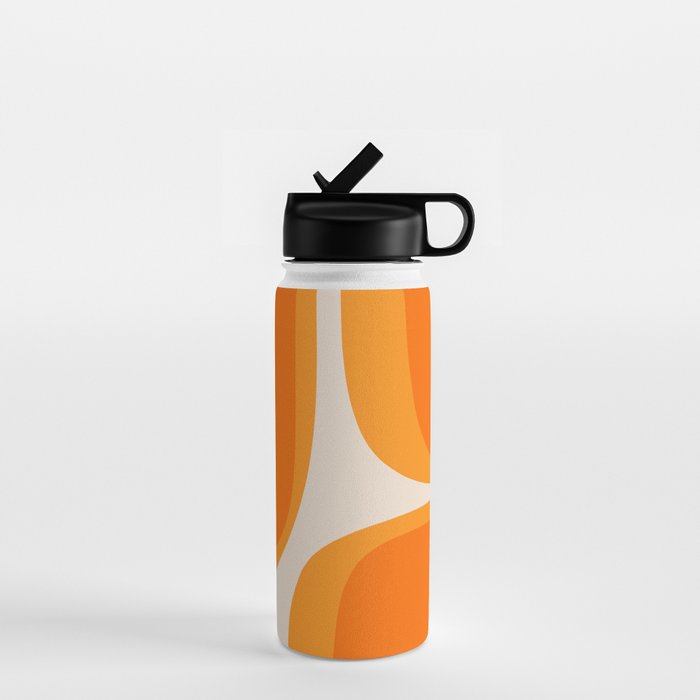 70s Retro Groove Minimalist Mid Century Modern Abstract in 1970s Brown and Orange Water Bottle