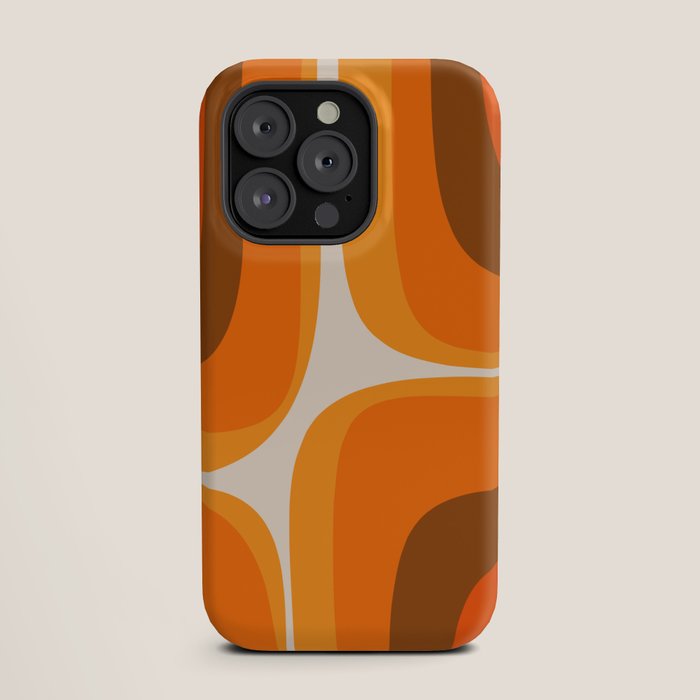 70s Retro Groove Minimalist Mid Century Modern Abstract in 1970s Brown and Orange iPhone Case