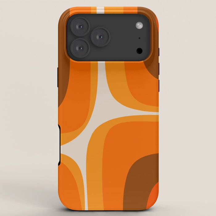 70s Retro Groove Minimalist Mid Century Modern Abstract in 1970s Brown and Orange iPhone Case