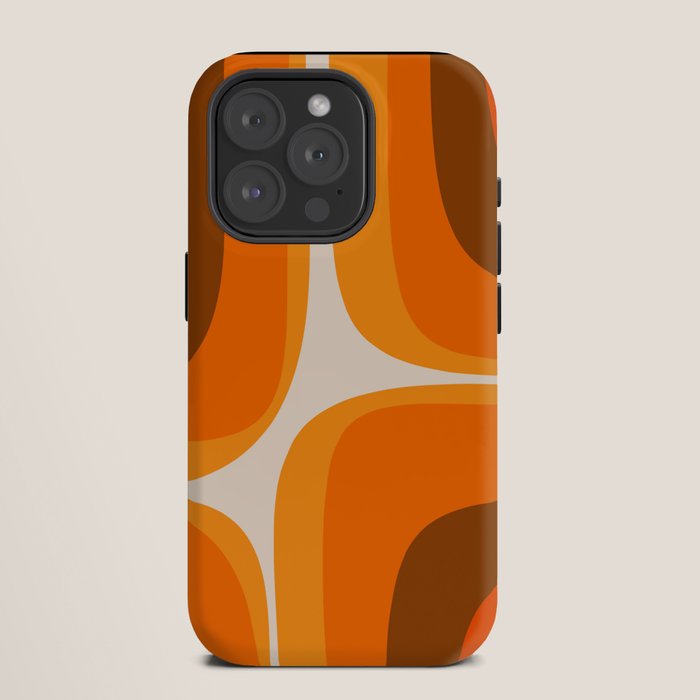 70s Retro Groove Minimalist Mid Century Modern Abstract in 1970s Brown and Orange iPhone Case