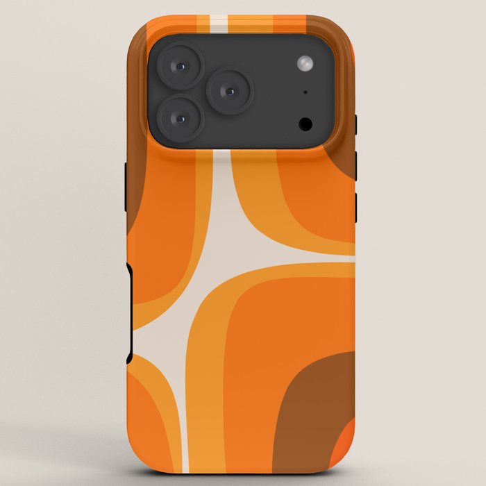 70s Retro Groove Minimalist Mid Century Modern Abstract in 1970s Brown and Orange iPhone Case