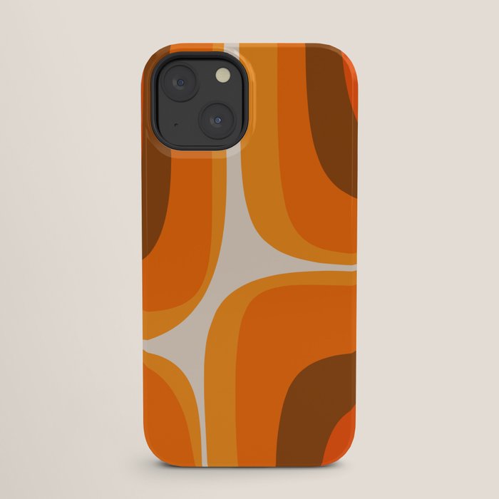 70s Retro Groove Minimalist Mid Century Modern Abstract in 1970s Brown and Orange iPhone Case