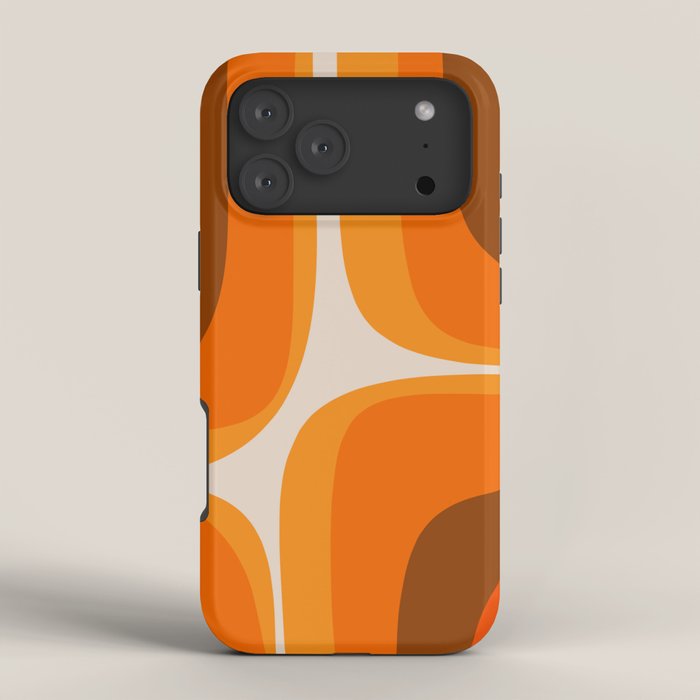 70s Retro Groove Minimalist Mid Century Modern Abstract in 1970s Brown and Orange iPhone Case