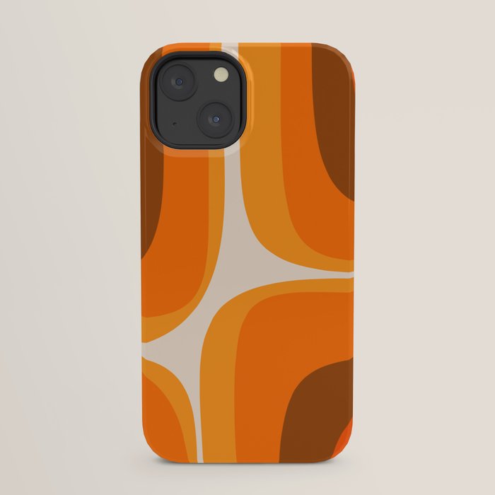 70s Retro Groove Minimalist Mid Century Modern Abstract in 1970s Brown and Orange iPhone Case