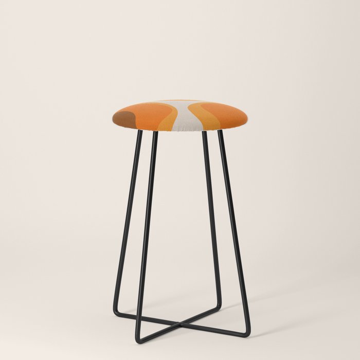70s Retro Groove Minimalist Mid Century Modern Abstract in 1970s Brown and Orange Stool