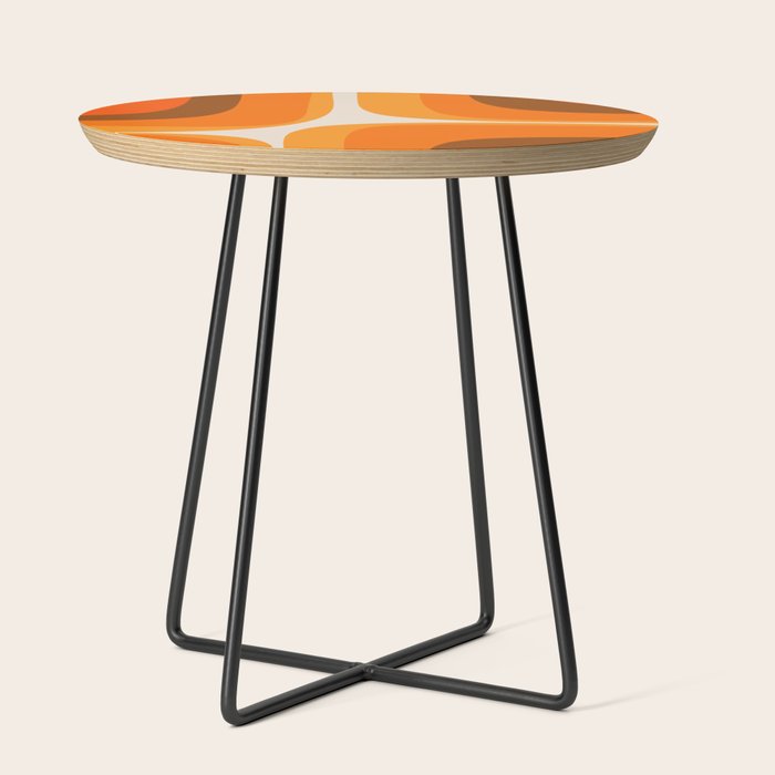 70s Retro Groove Minimalist Mid Century Modern Abstract in 1970s Brown and Orange Side Table