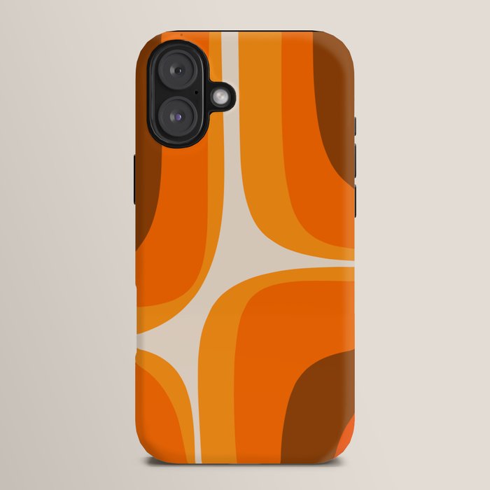 70s Retro Groove Minimalist Mid Century Modern Abstract in 1970s Brown and Orange iPhone Case