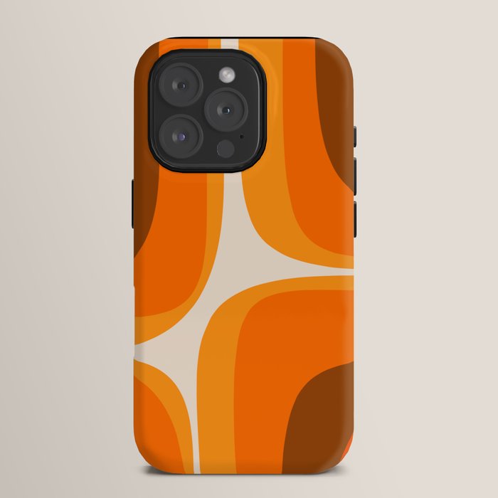 70s Retro Groove Minimalist Mid Century Modern Abstract in 1970s Brown and Orange iPhone Case