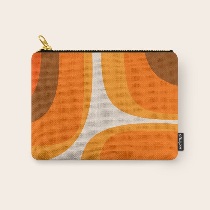 70s Retro Groove Minimalist Mid Century Modern Abstract in 1970s Brown and Orange Carry All Pouch