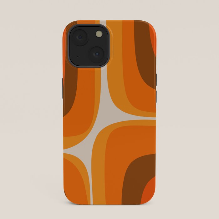 70s Retro Groove Minimalist Mid Century Modern Abstract in 1970s Brown and Orange iPhone Case