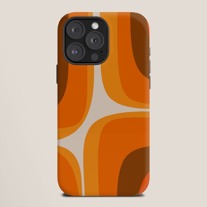 70s Retro Groove Minimalist Mid Century Modern Abstract in 1970s Brown and Orange iPhone Case