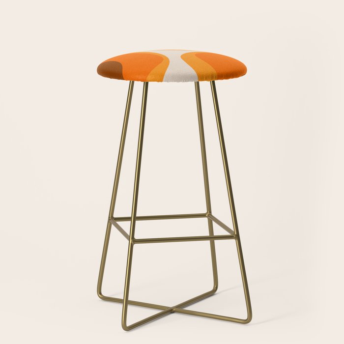 70s Retro Groove Minimalist Mid Century Modern Abstract in 1970s Brown and Orange Stool
