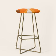 70s Retro Groove Minimalist Mid Century Modern Abstract in 1970s Brown and Orange Stool