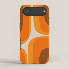 70s Retro Groove Minimalist Mid Century Modern Abstract in 1970s Brown and Orange iPhone Case