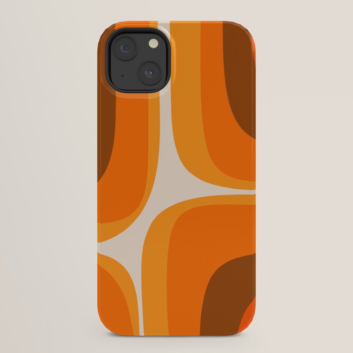 70s Retro Groove Minimalist Mid Century Modern Abstract in 1970s Brown and Orange iPhone Case