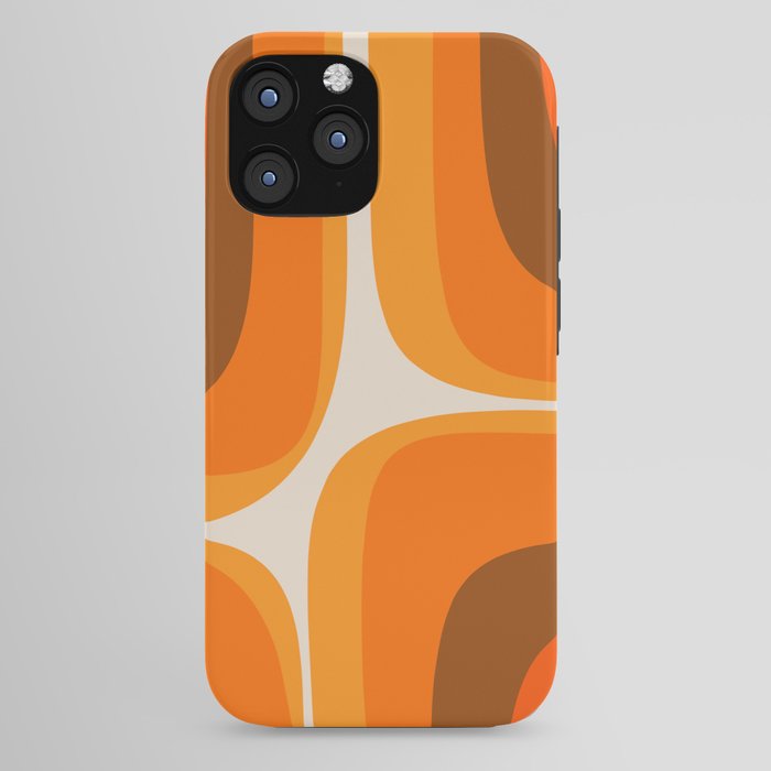 70s Retro Groove Minimalist Mid Century Modern Abstract in 1970s Brown and Orange iPhone Case
