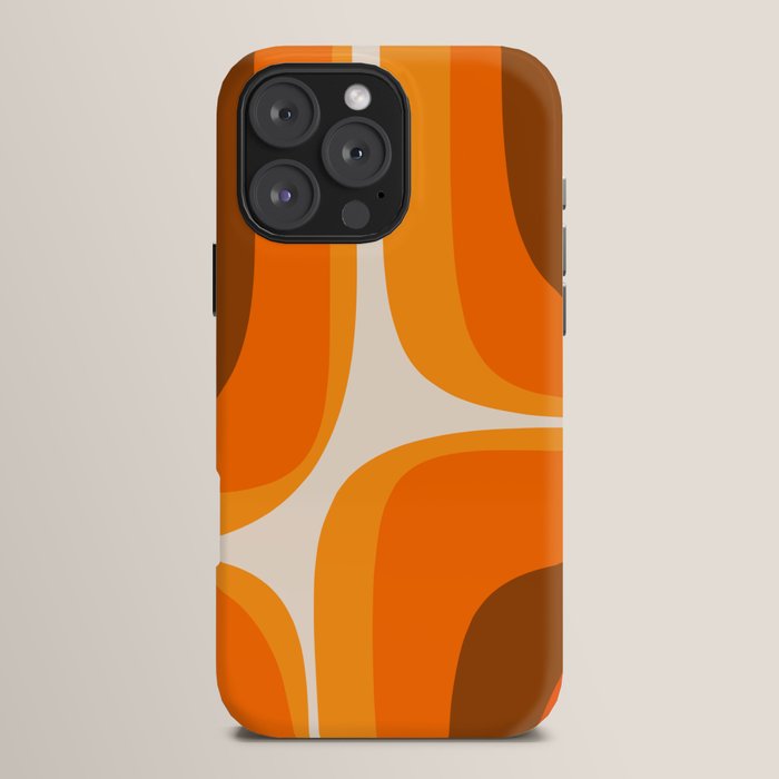 70s Retro Groove Minimalist Mid Century Modern Abstract in 1970s Brown and Orange iPhone Case
