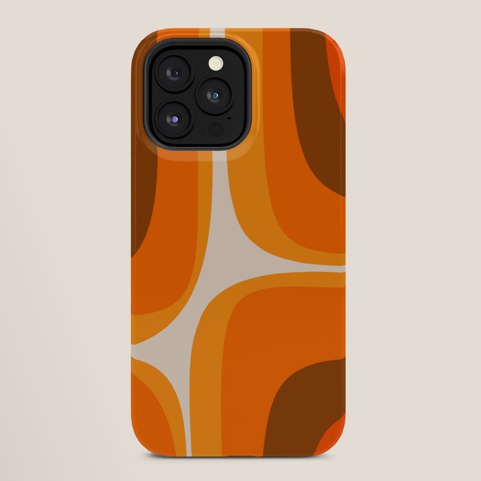 70s Retro Groove Minimalist Mid Century Modern Abstract in 1970s Brown and Orange iPhone Case