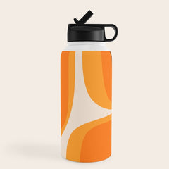 70s Retro Groove Minimalist Mid Century Modern Abstract in 1970s Brown and Orange Water Bottle