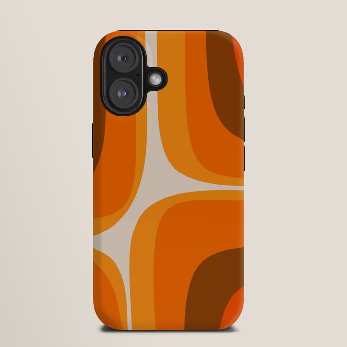 70s Retro Groove Minimalist Mid Century Modern Abstract in 1970s Brown and Orange iPhone Case