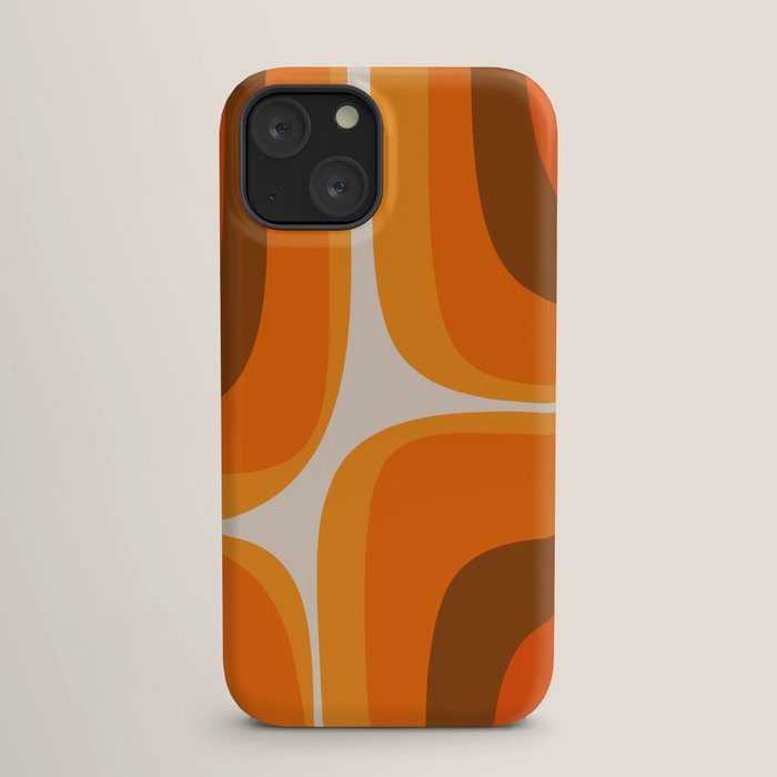 70s Retro Groove Minimalist Mid Century Modern Abstract in 1970s Brown and Orange iPhone Case