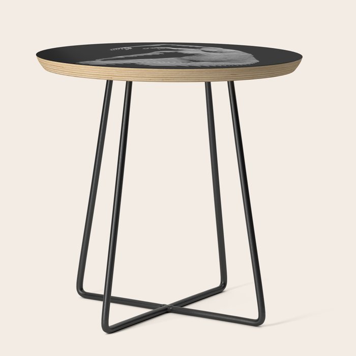 0077s-DJA Abstract Photograph of Seated Woman Striped by Light and Shade Side Table
